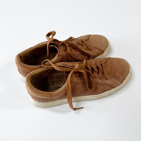 Lucky Brand Tan Perforated Leather Round Toe Sneakers - Picture 3 of 14